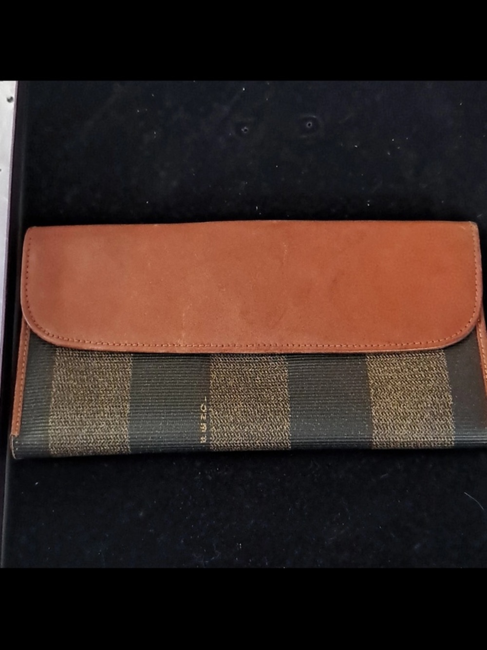 Fendi Brown and Tan Striped Continental Wallet